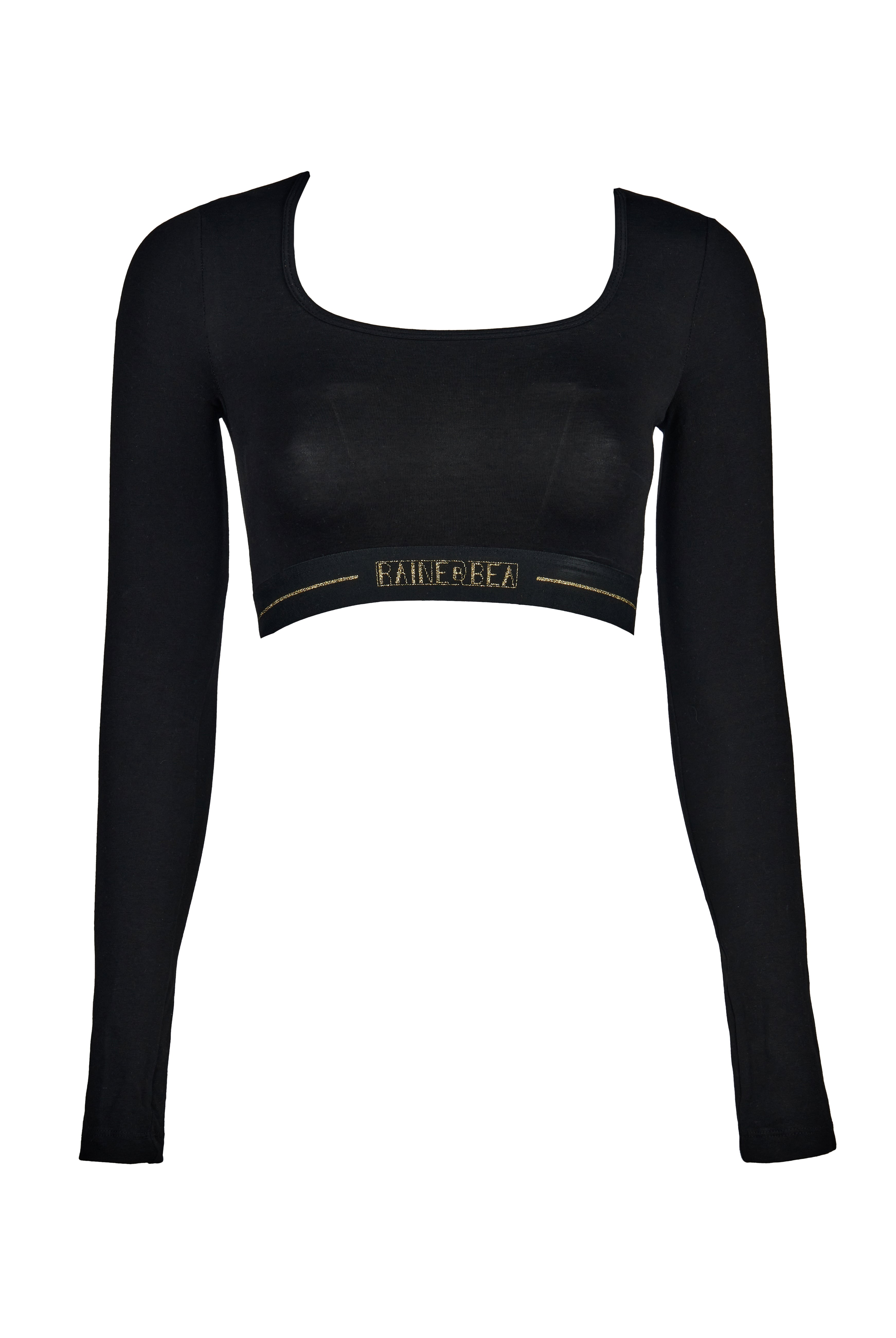 Encore Black Cotton Jersey Long Sleeve Top