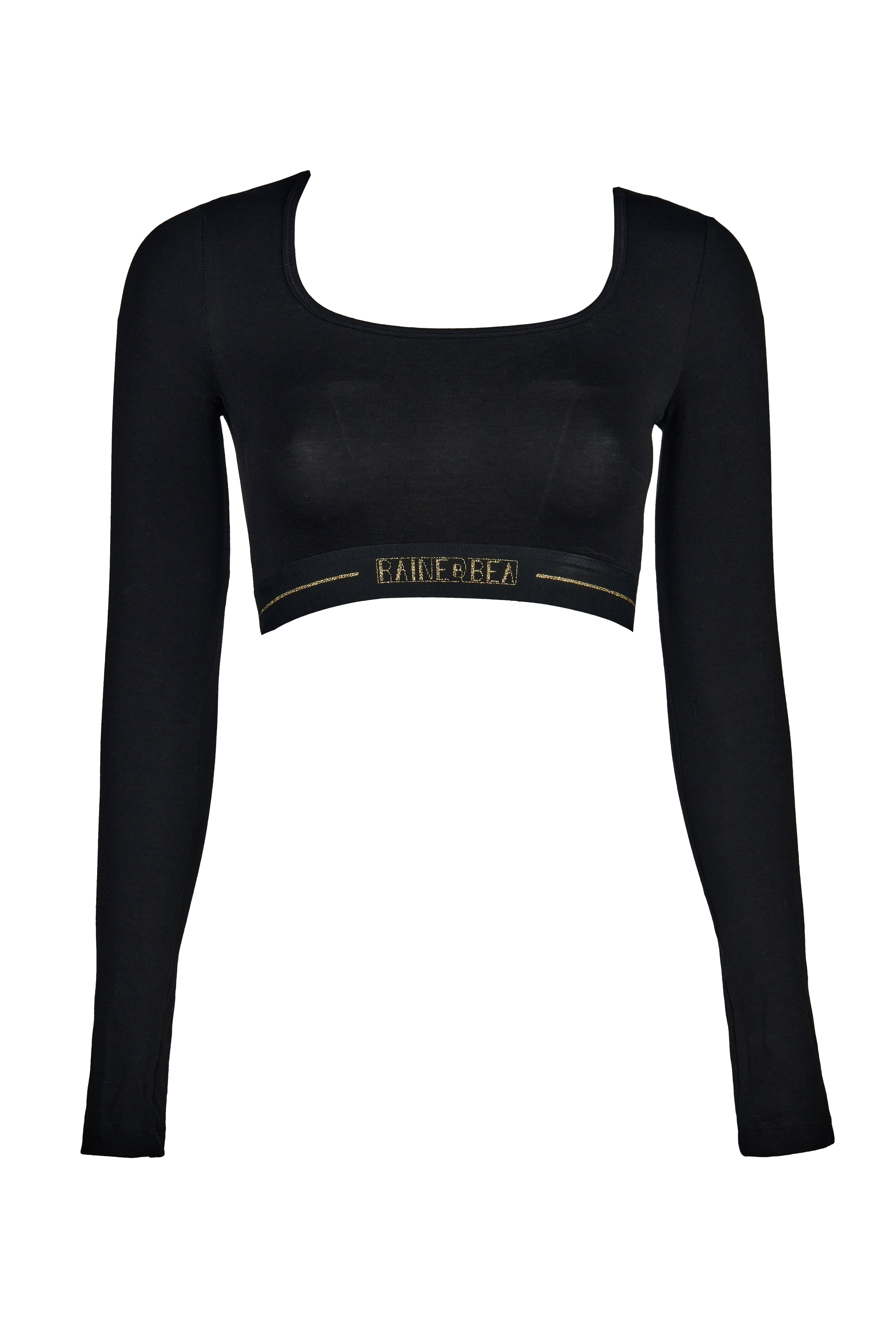 Encore Black Cotton Jersey Long Sleeve Top