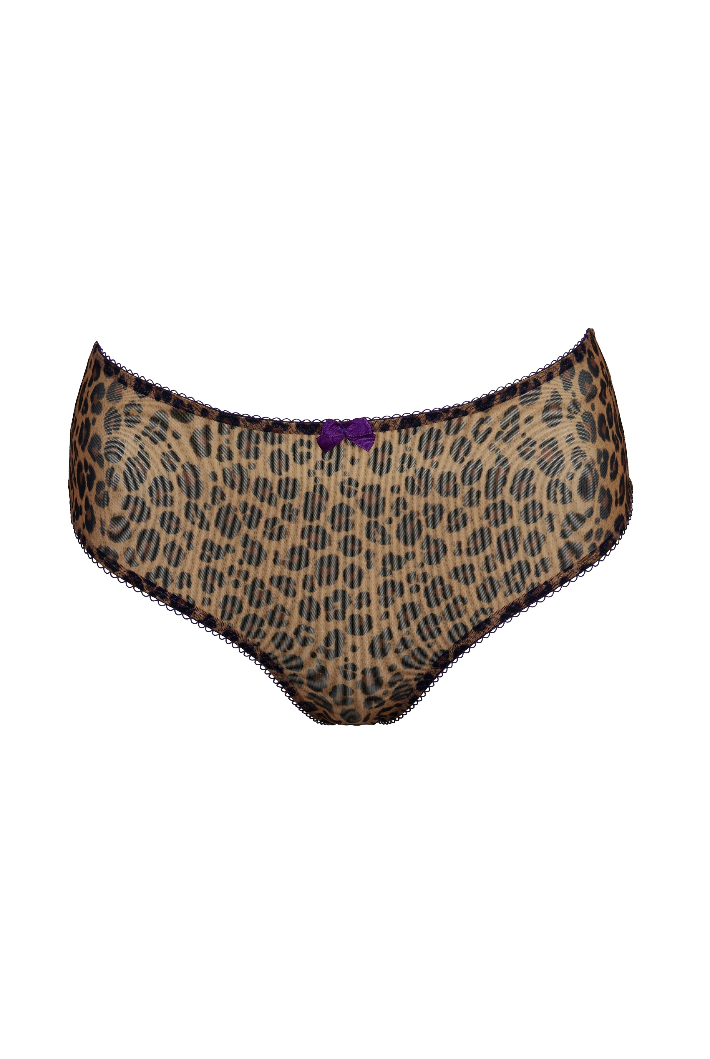 Spotlight Leopard Mesh Knicker Purple Trim Lingerie