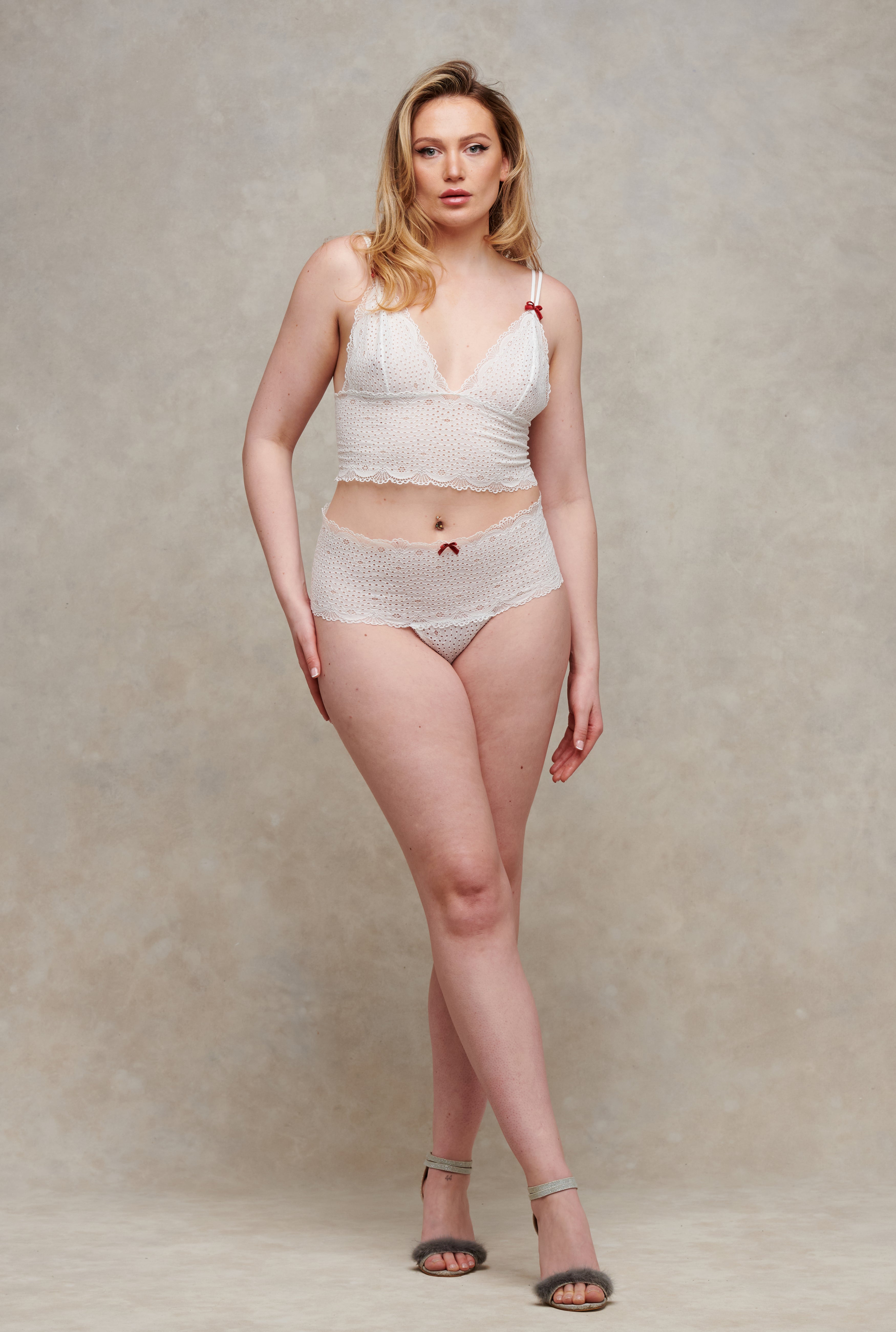 Pillow Talk Cream Lace High Waist Thong