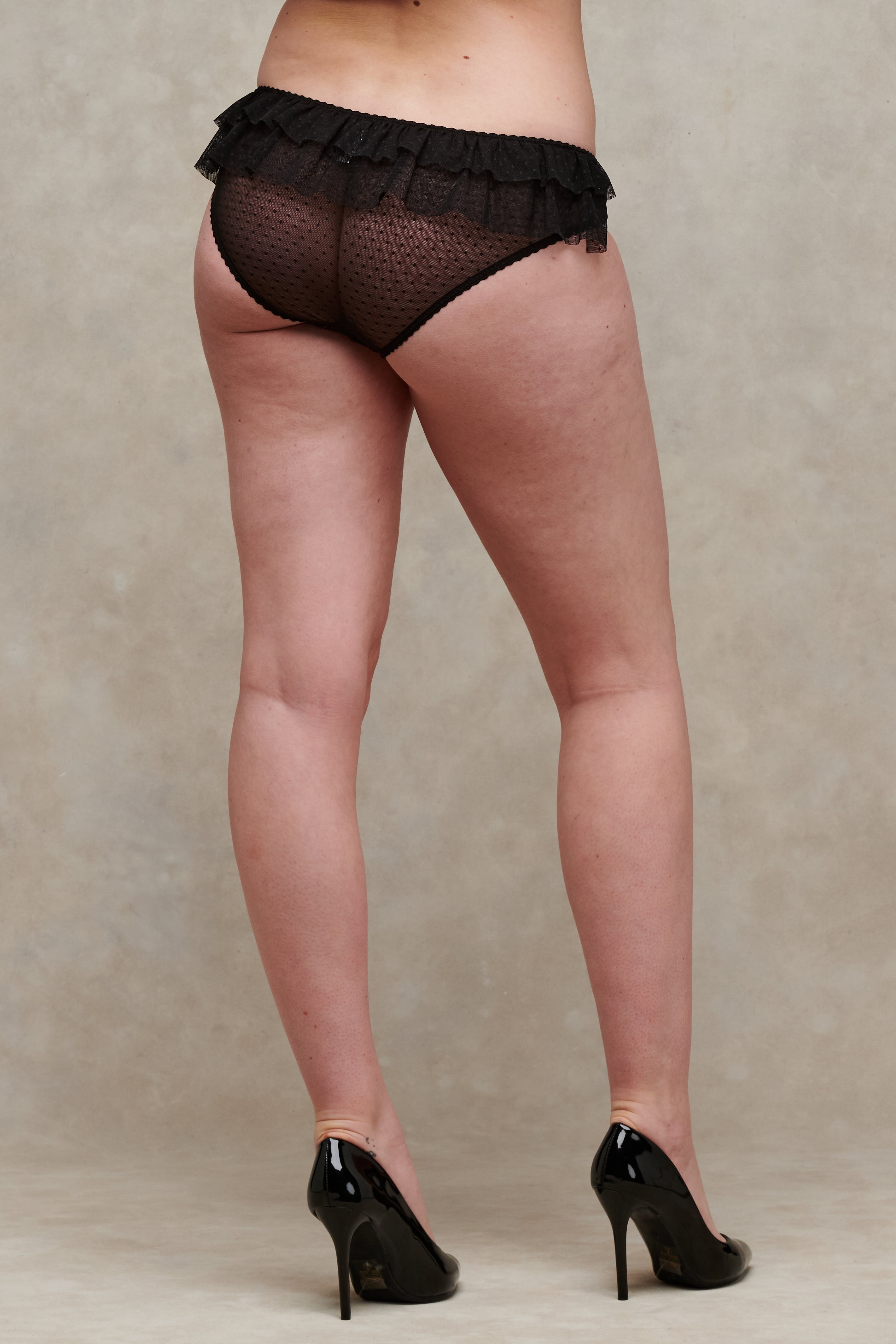 Bubble Blush Pink Satin and Spot Mesh Frill Knicker