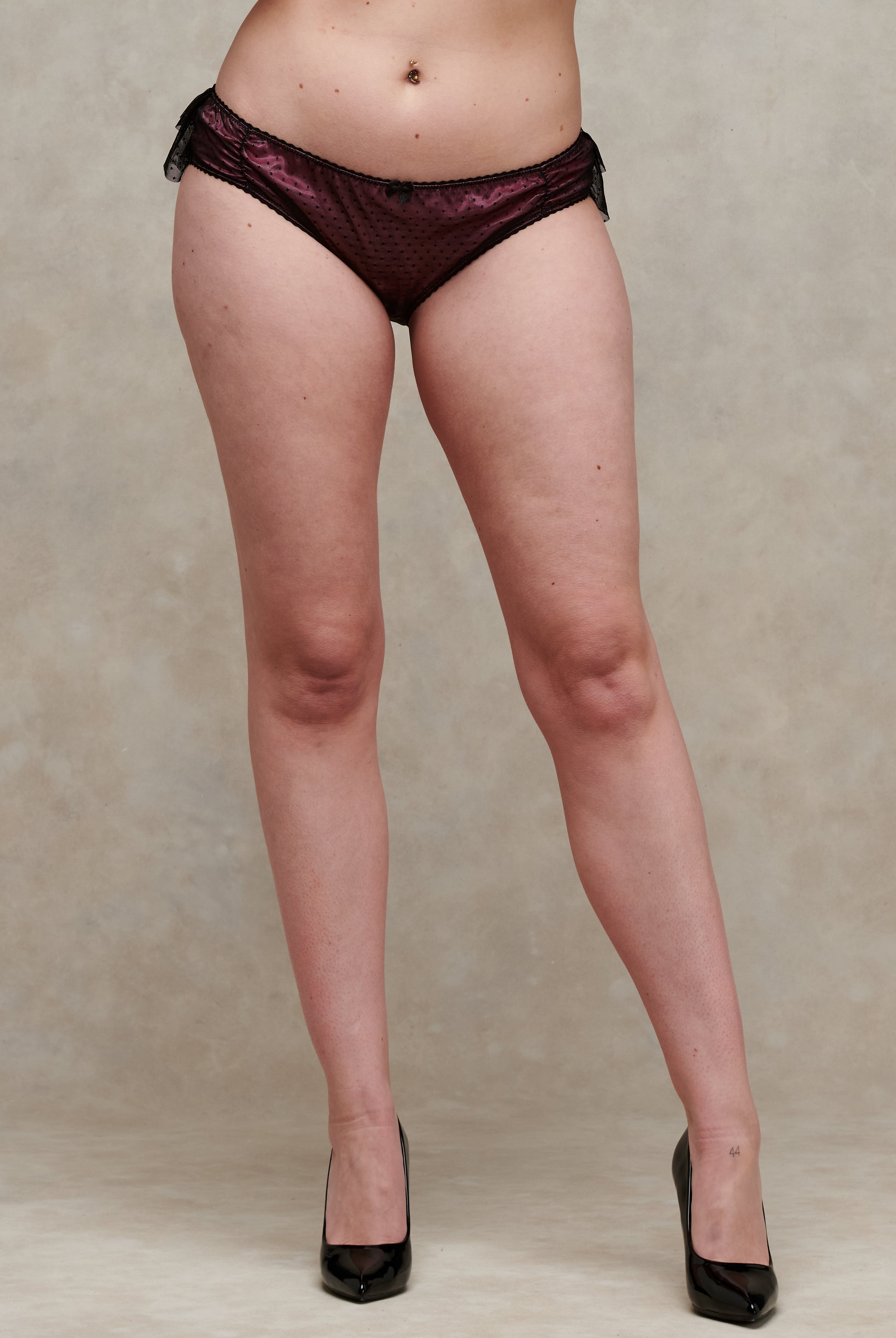 Bubble Blush Pink Satin and Spot Mesh Frill Knicker