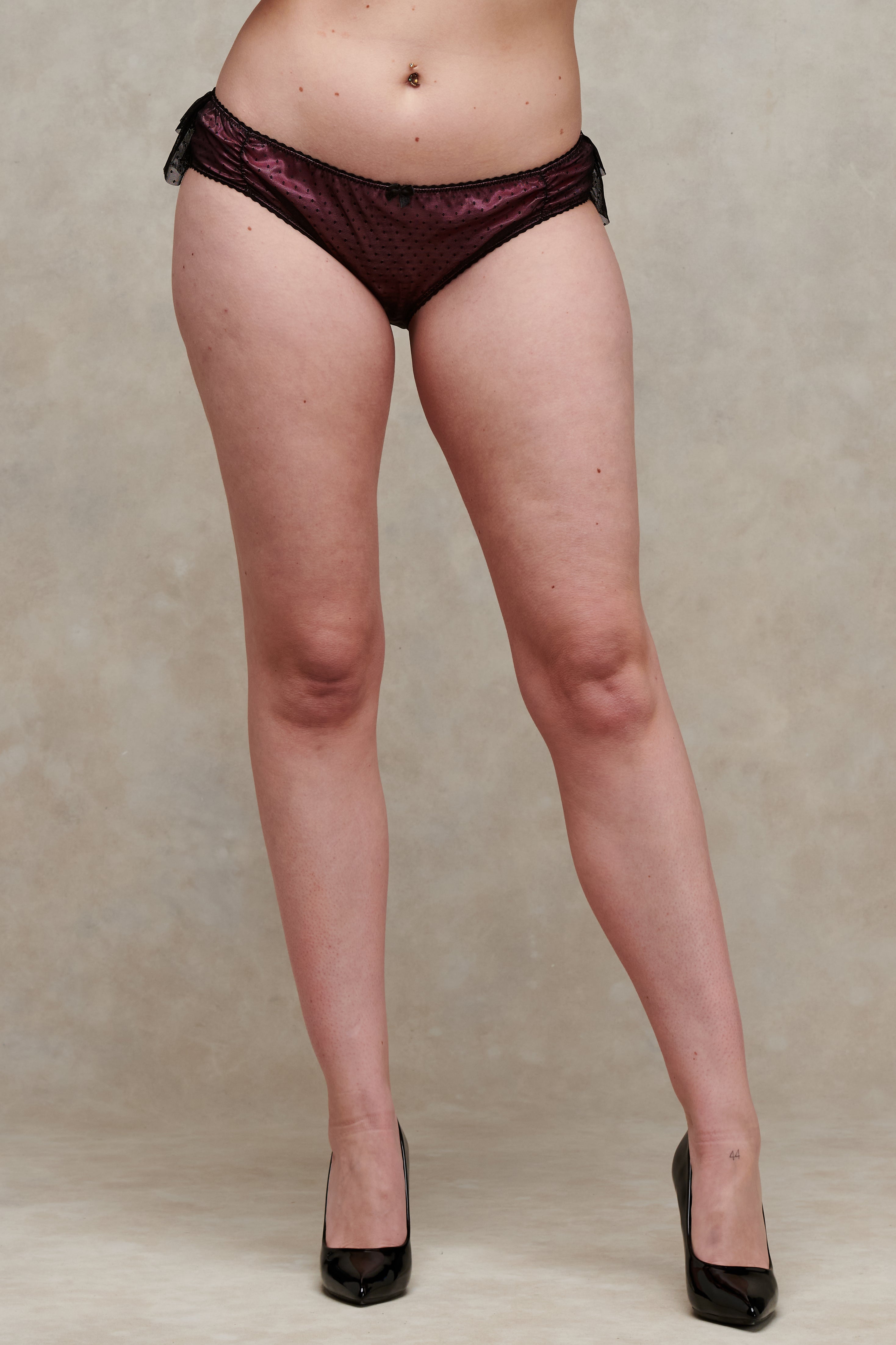 Bubble Blush Pink Satin and Spot Mesh Frill Knicker