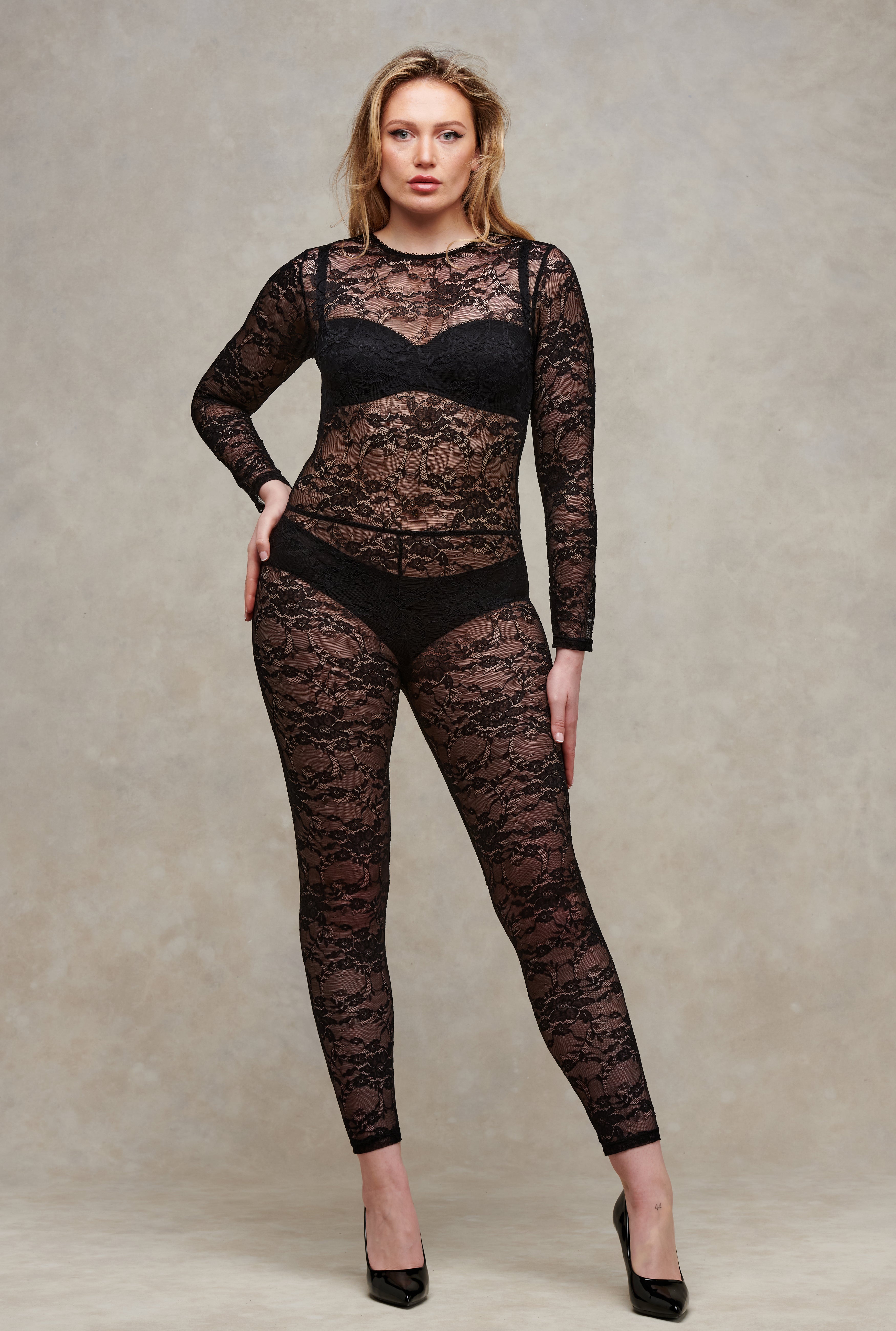 Showstopper Black Stretch Lace Backless Jumpsuit