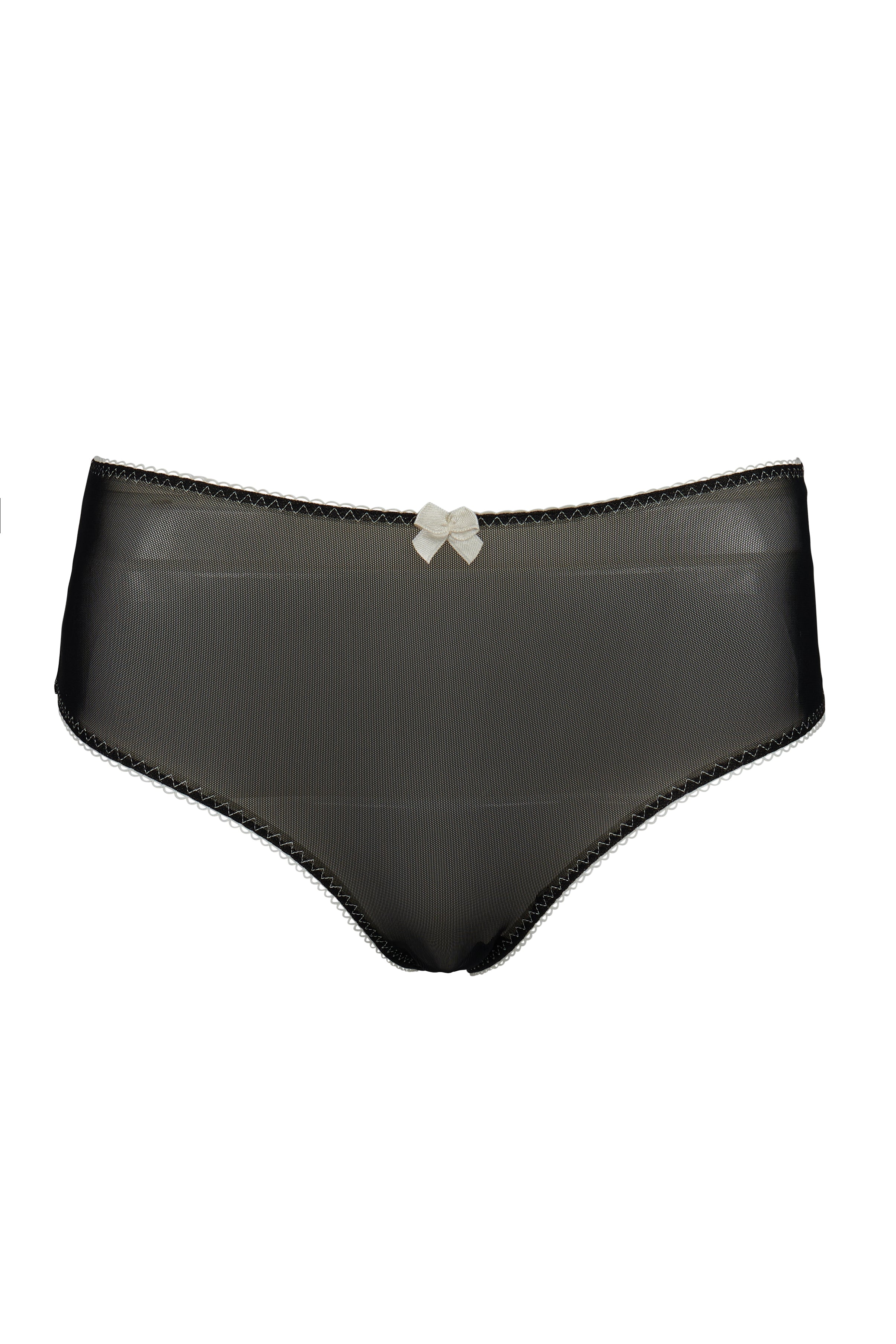 Spotlight Black Mesh Knicker Cream Trim Lingerie