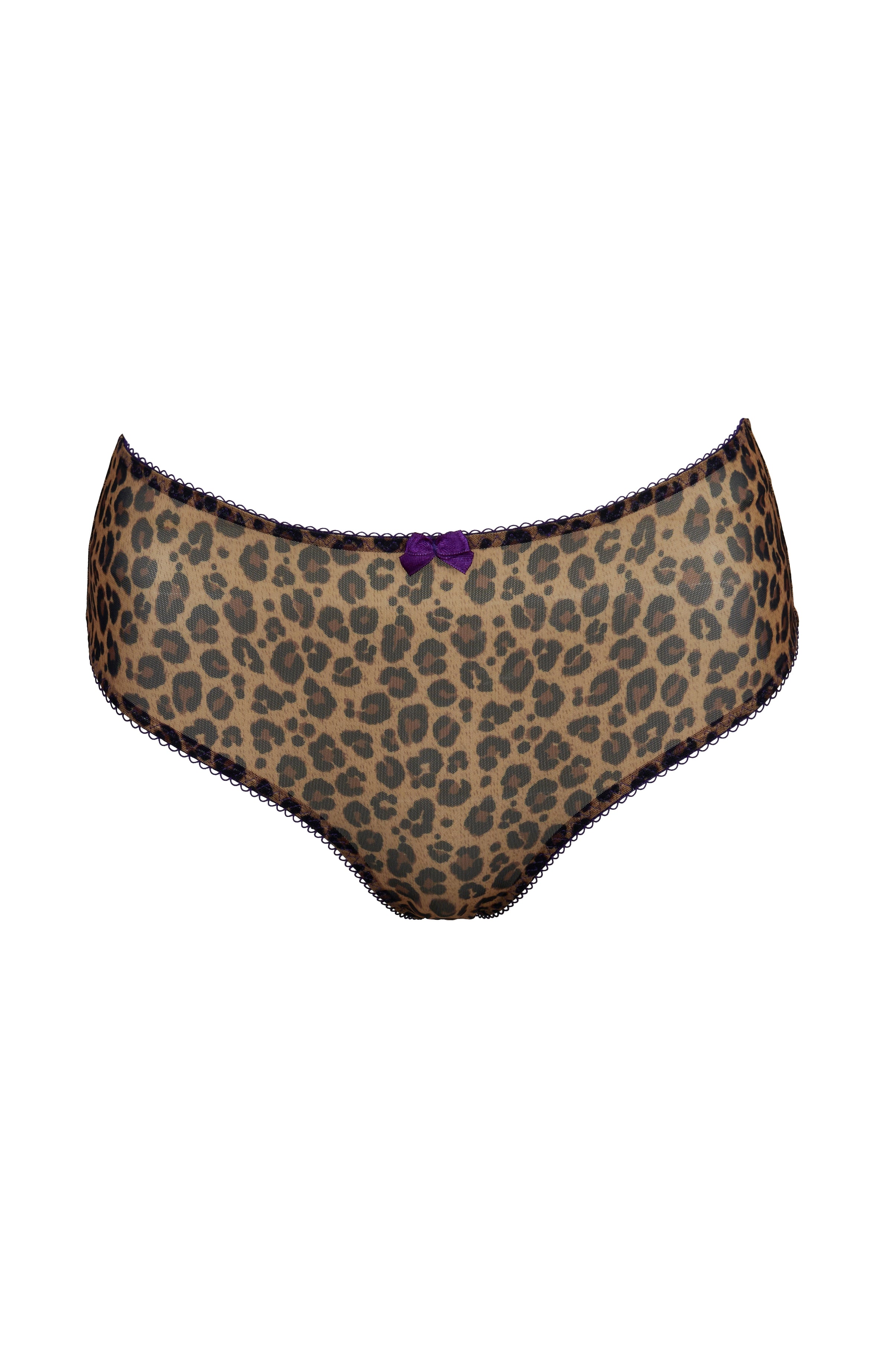 Spotlight Leopard Mesh Knicker Purple Trim Lingerie