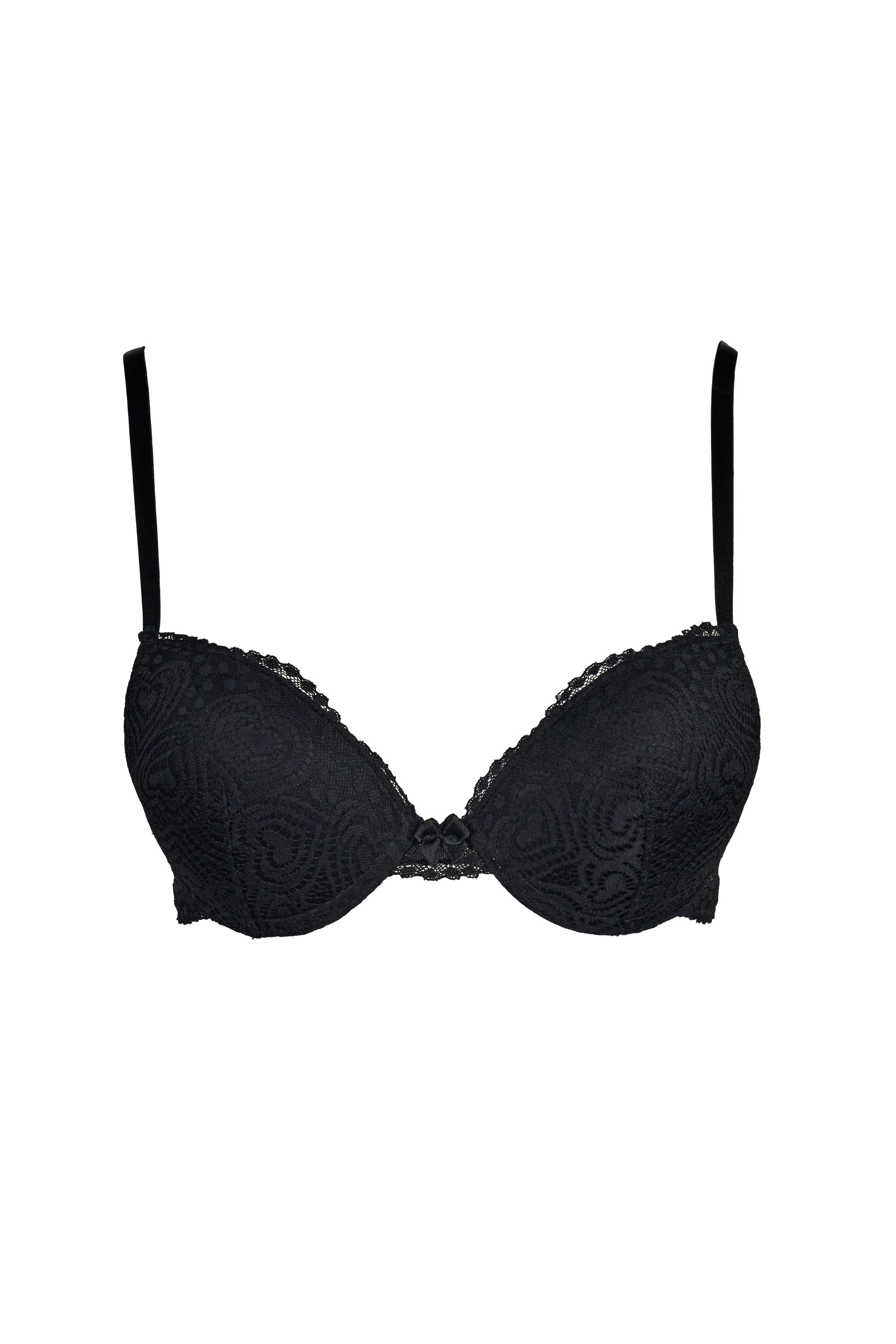 Black heart lace push up bra underwear