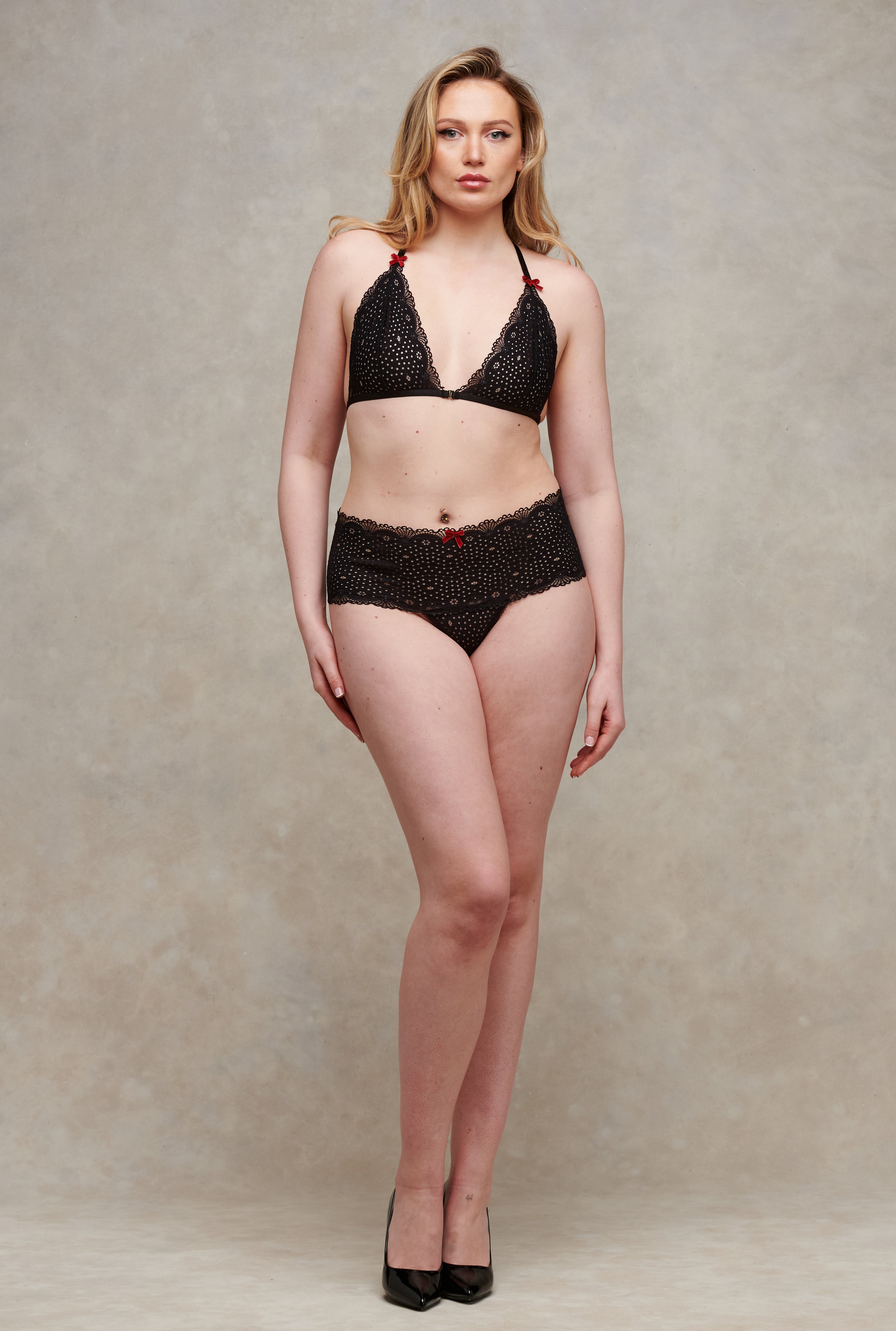 Pillow Talk Black Lace High Waist Thong