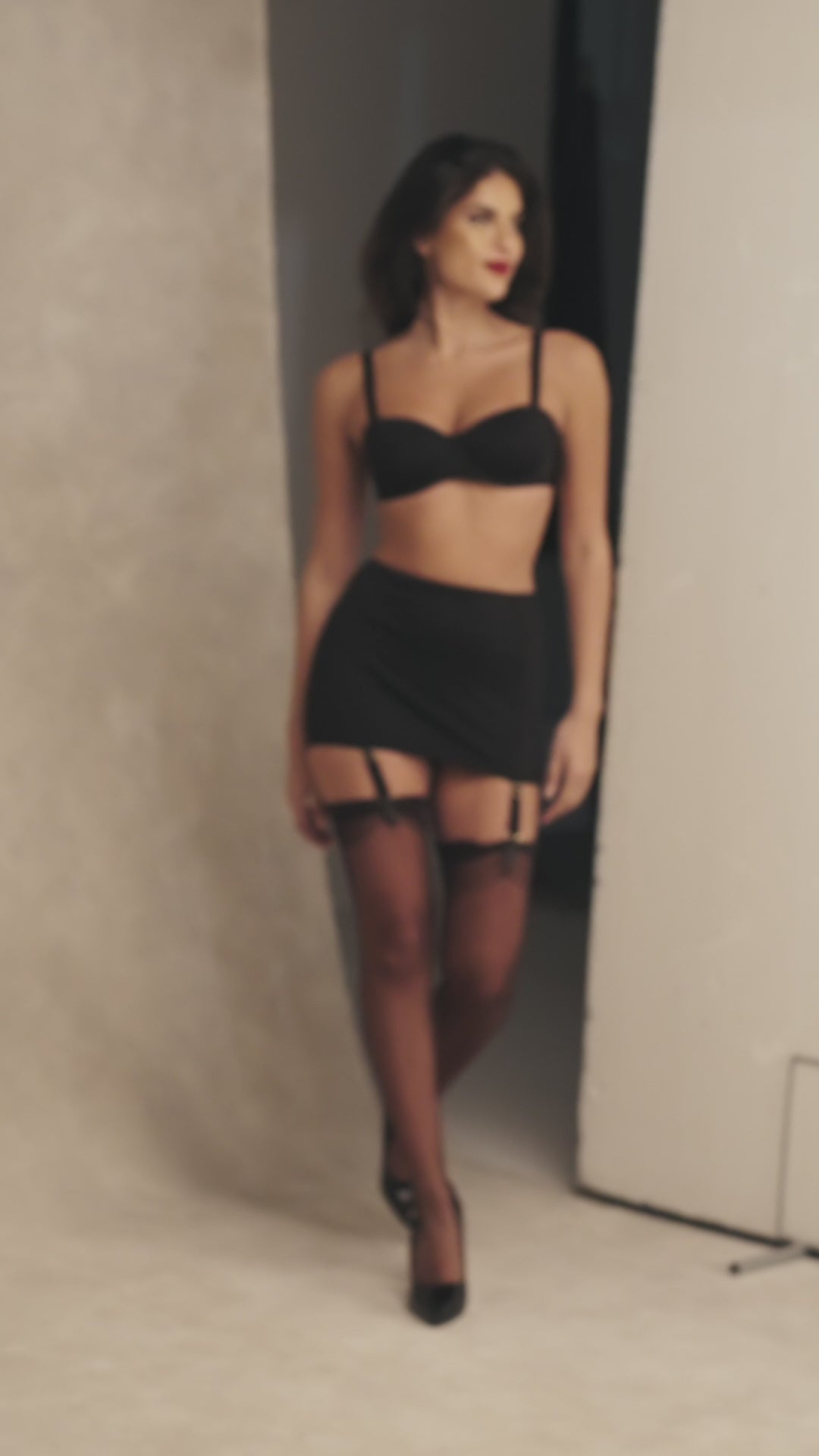 Wardrobe Mistress Black Microfibre Bodywear Suspender Girdle